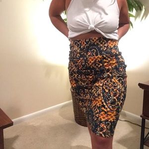 neon multi colored pencil skirt